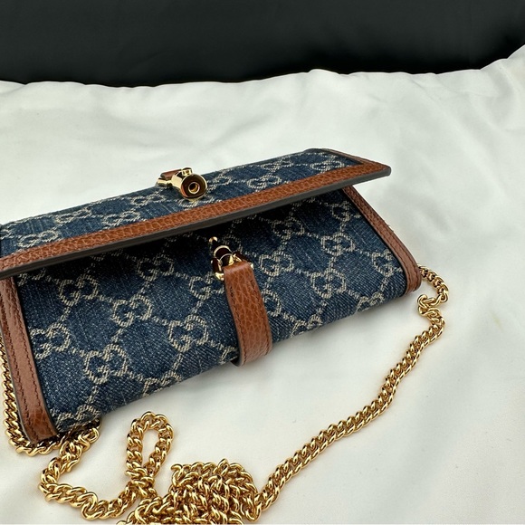 Gucci GG Denim Jackie 1961 Chain Wallet NEW WITH DUST BAG - Picture 8 of 15
